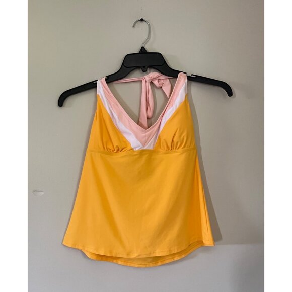Time And Tru Womens Medium (8-10) Yellow Tankini Swimsuit Top Bikini - Picture 1 of 4